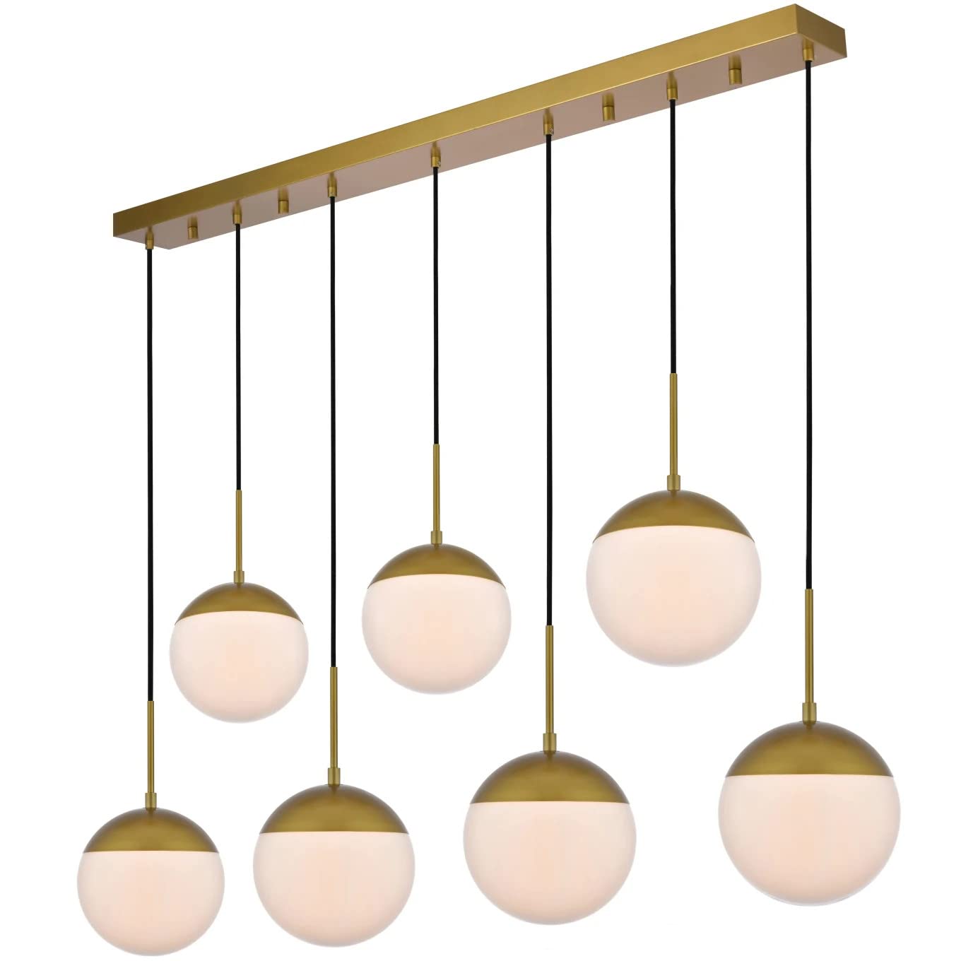 Living District Eclipse 7 Lights Brass Pendant With Frosted White Glass