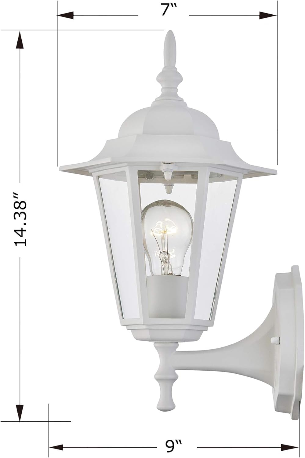 WISBEAM Outdoor Wall Light Sconce, 2 Pack, White, Metal & Glass, E26 Base, 60W Max, Wet Location Rated, Model WL003