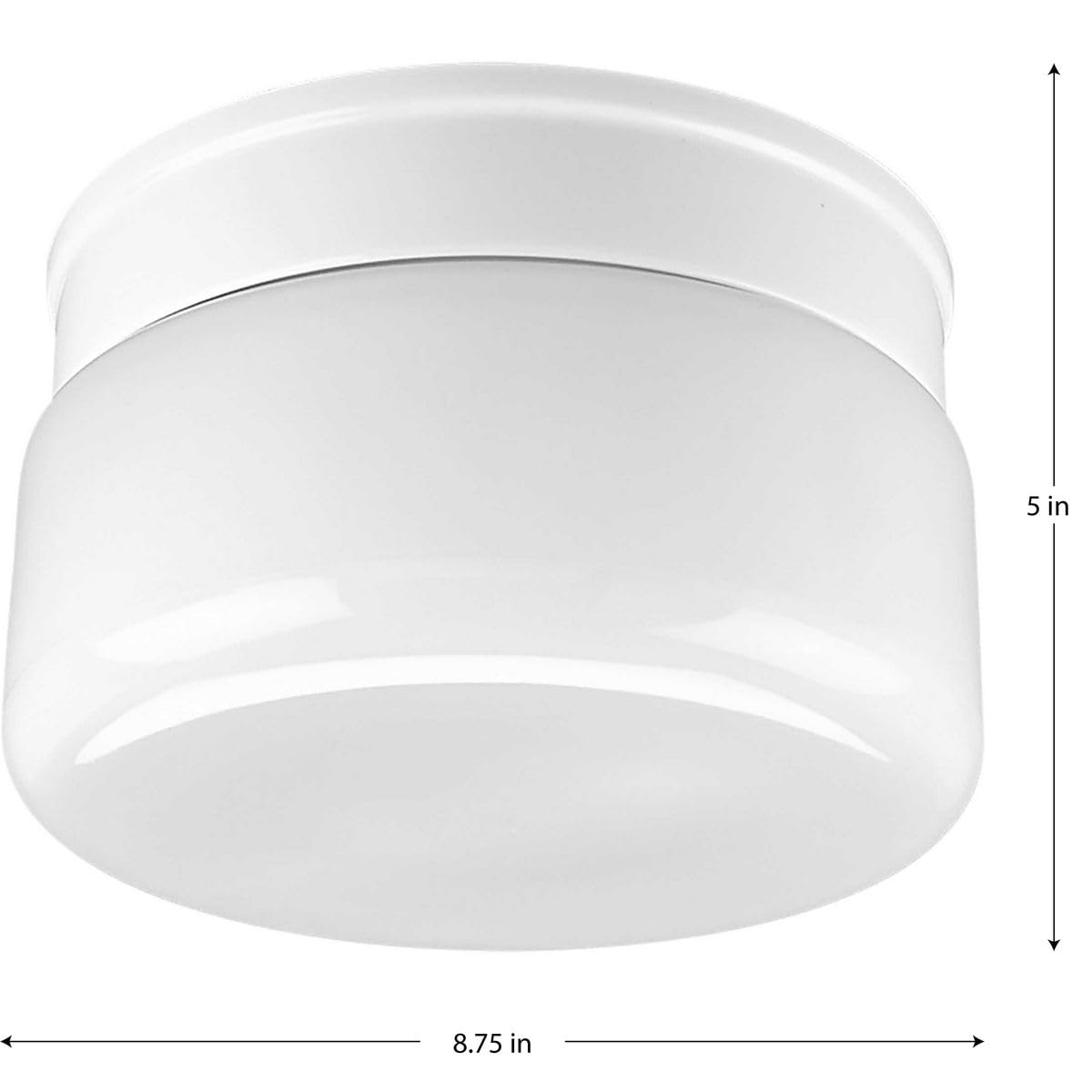 Progress Lighting P3518-30 White Glass Globe Light Fixture, 8-3/4" Diameter, Alloy Steel, White Finish
