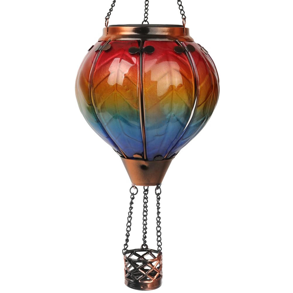 teyigarden Hot Air Balloon Solar Lantern Outdoor Waterproof 18in H Colorful-C