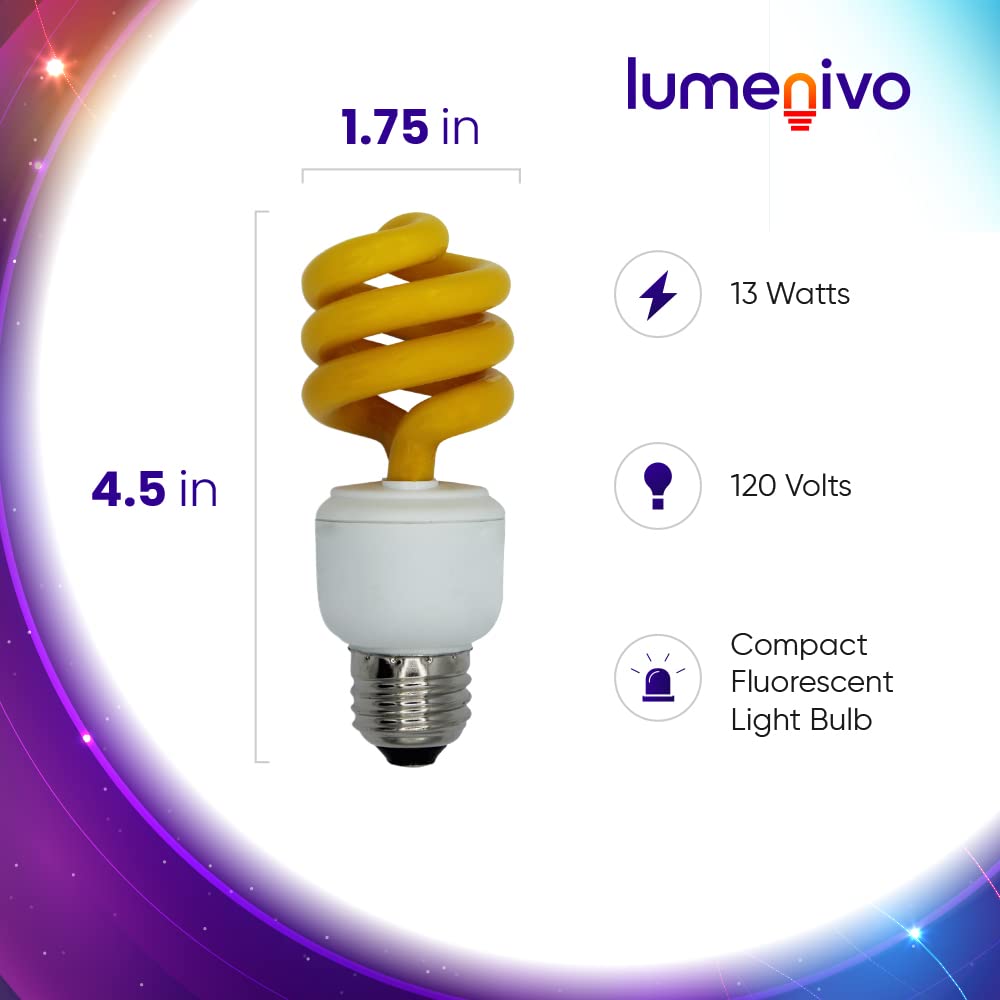 lumenivo 13W Yellow CFL Light Bulbs E26 Medium Base - 1 Pack, Bug-Repellent for Indoor/Outdoor Use