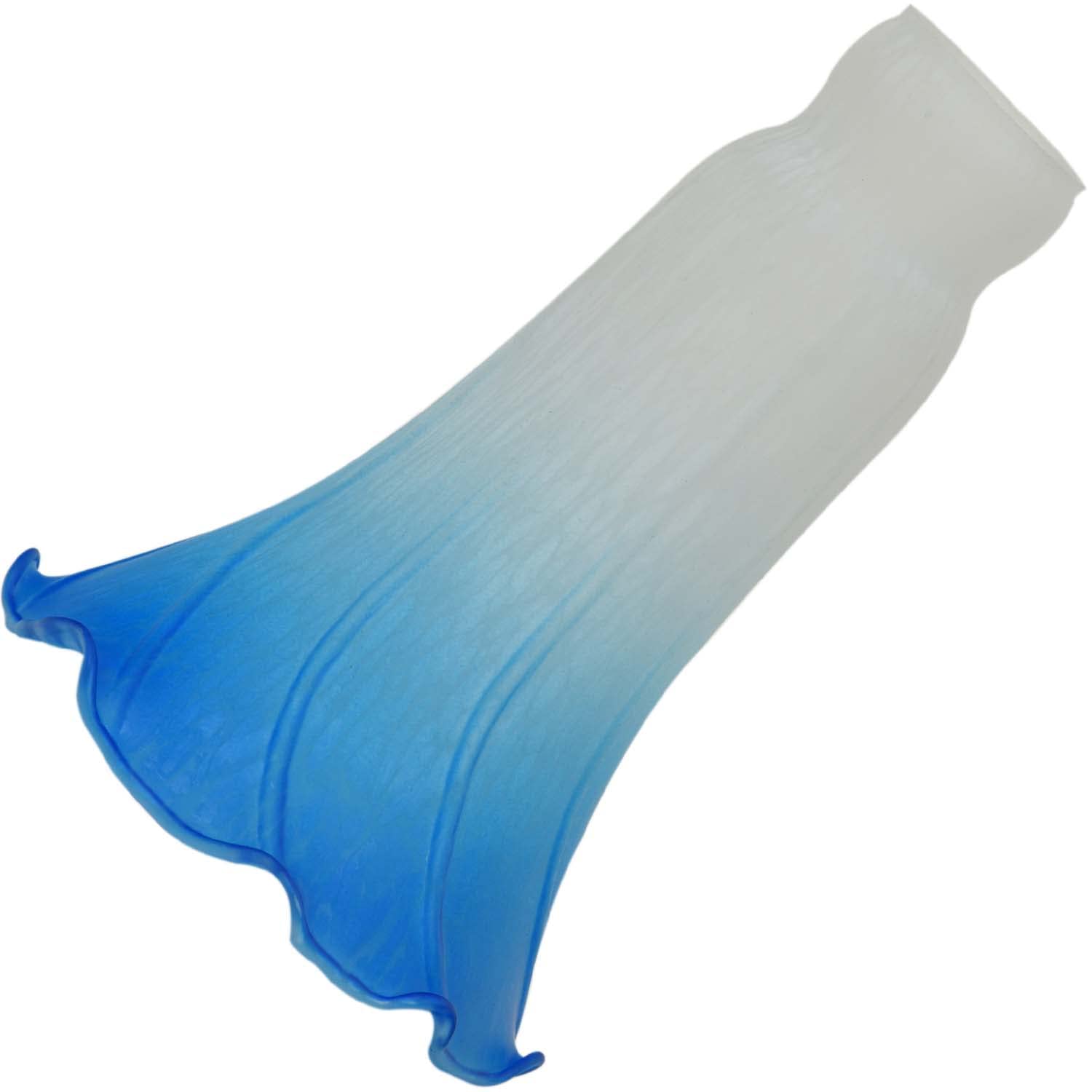 Bieye LS04 Lily Flower Blown Glass Lampshade (White Blue, Opening I.D. 1.26'' x O.D. 1.5'')