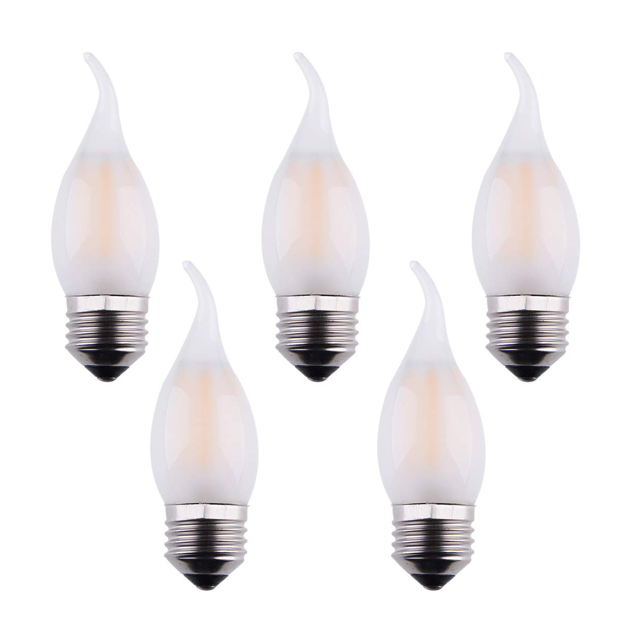 Opalray C35 6W Led Candelabra Bulb, Soft Warm White Light, Dimmable, 5-Pack