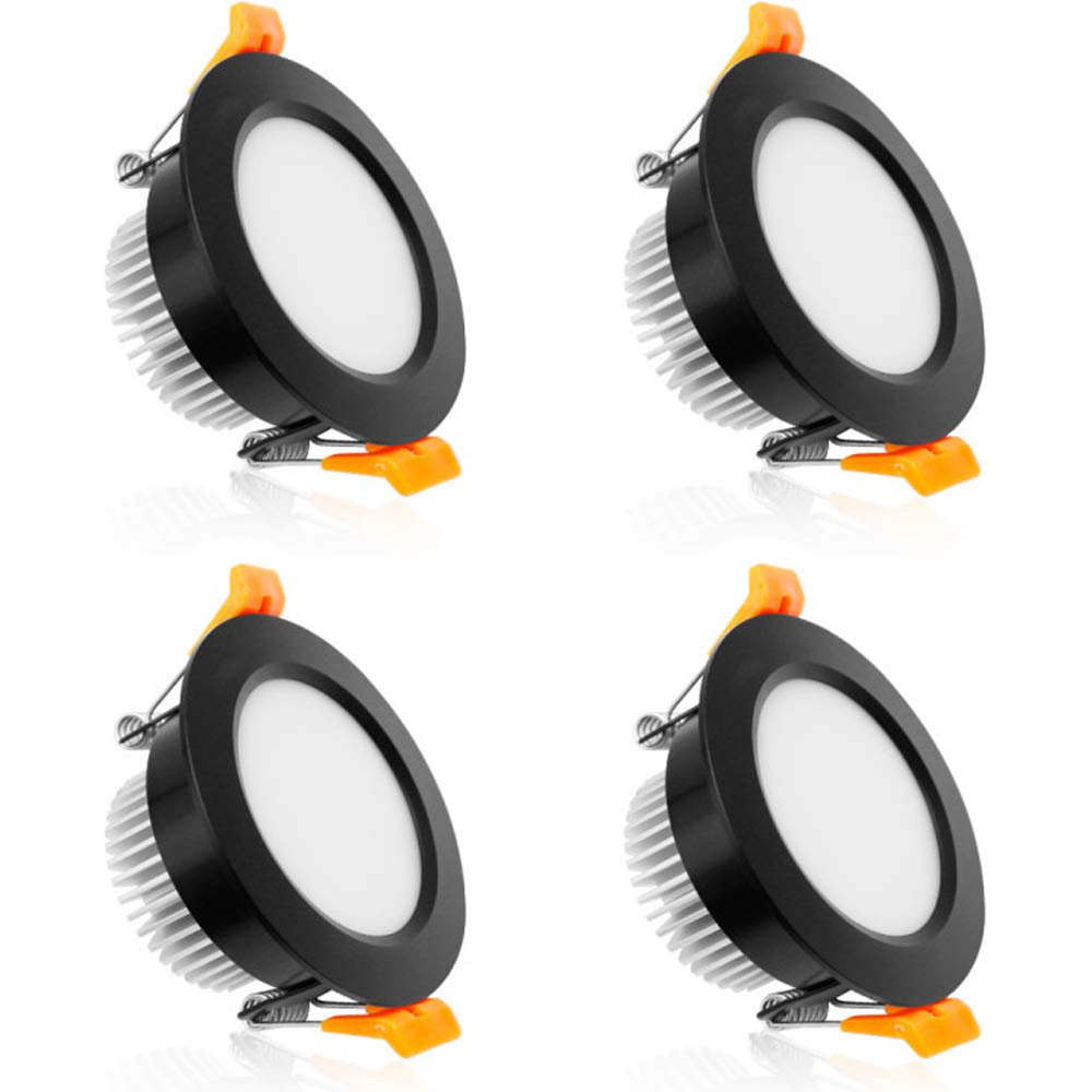 YGS-Tech LED Recessed Lighting 3 Inch Dimmable Downlight 5W 2700K Ultra Warm White Black 4 Pack