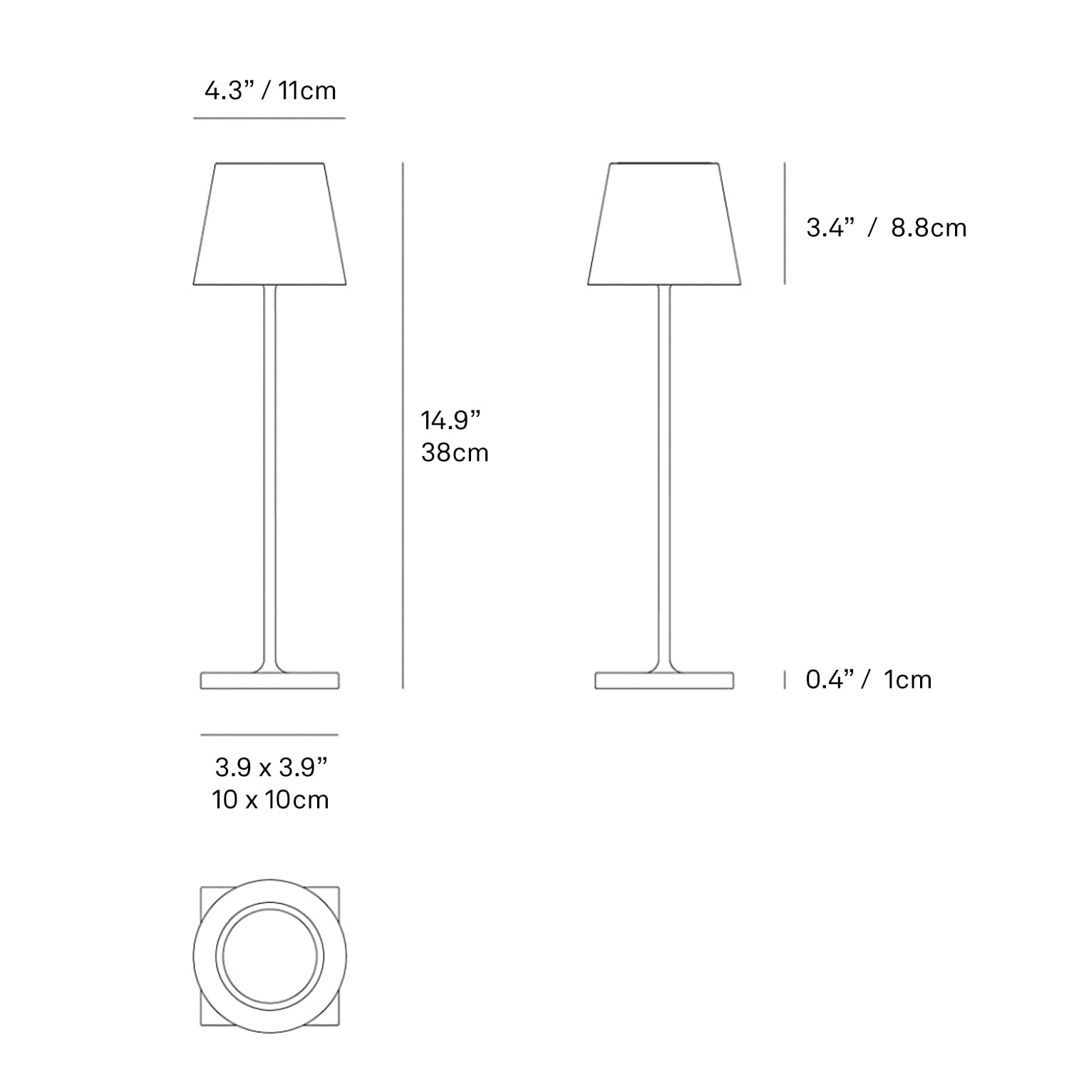 Zafferano Poldina Pro Lamp, Rechargeable Cordless Table Lamp, Touch Control, 14.9 in, Ruby Red, Aluminum, Model LD0340U4