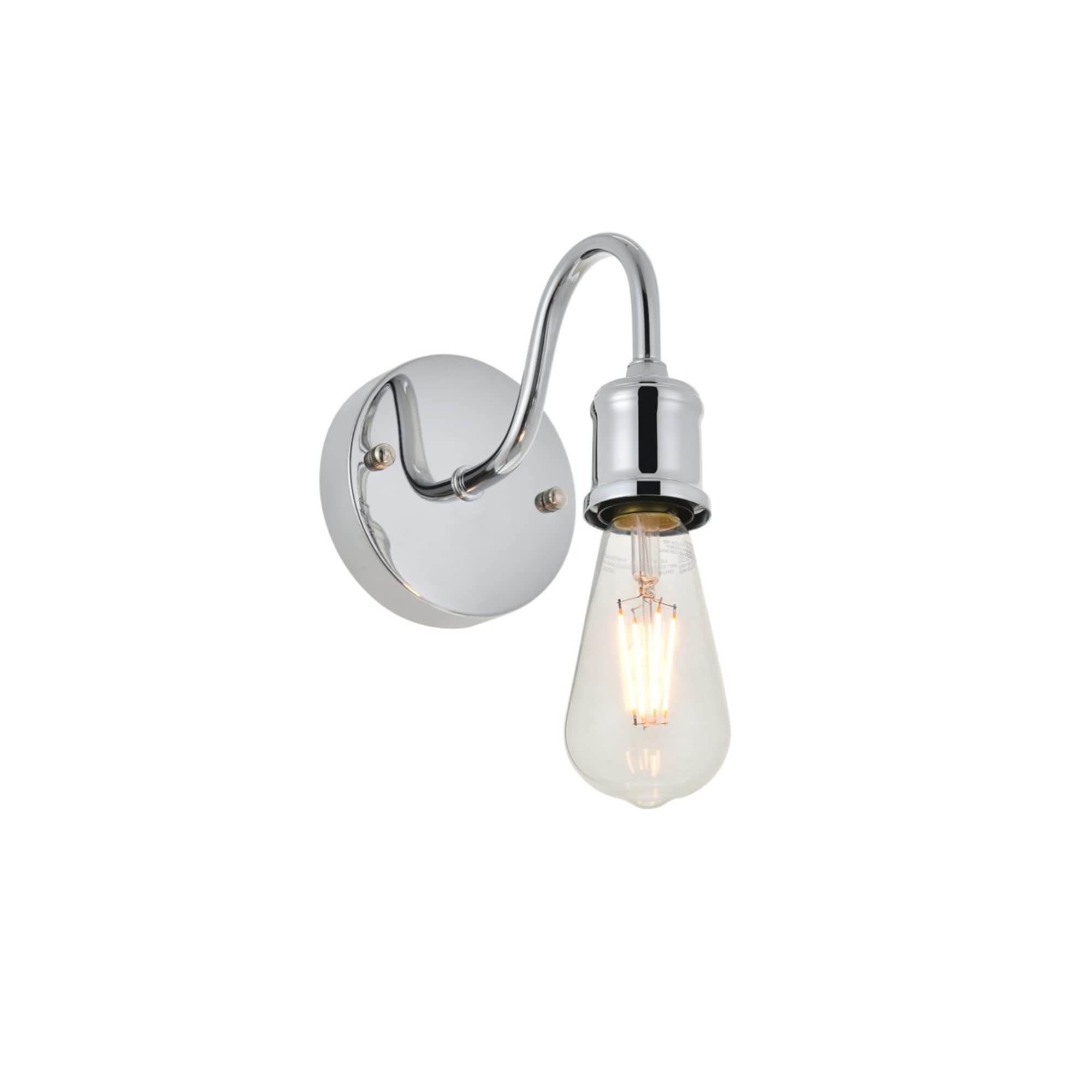 Living District Chrome Mid-Century 1-Light Metal Wall Sconce