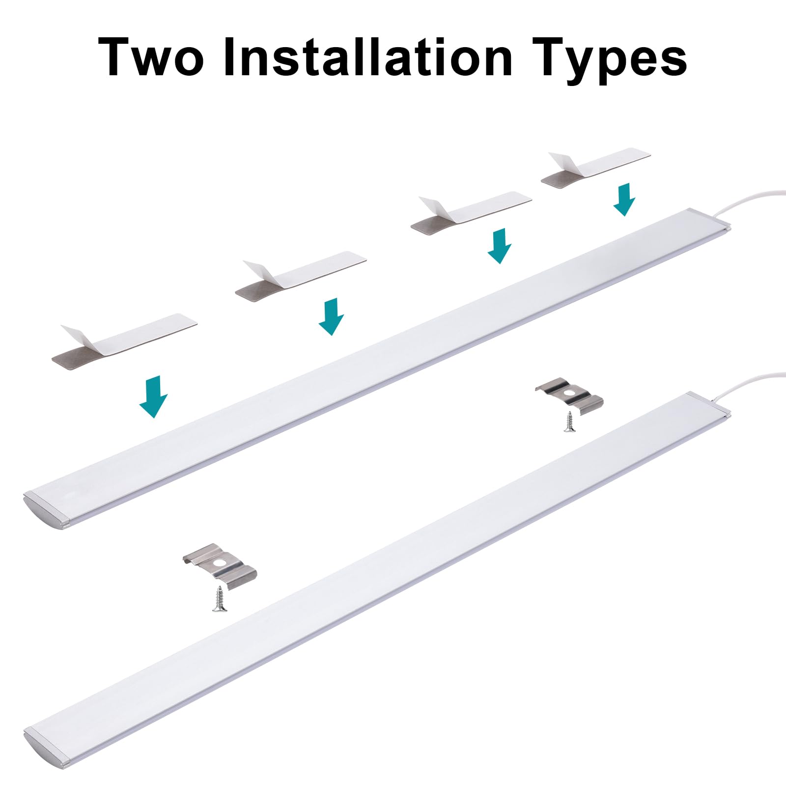 JUSJUBR 15 Inch LED Under Cabinet Lighting, Dimmable Touch Switch, Cold White 6000K - Ideal for Desk and Counter Lighting