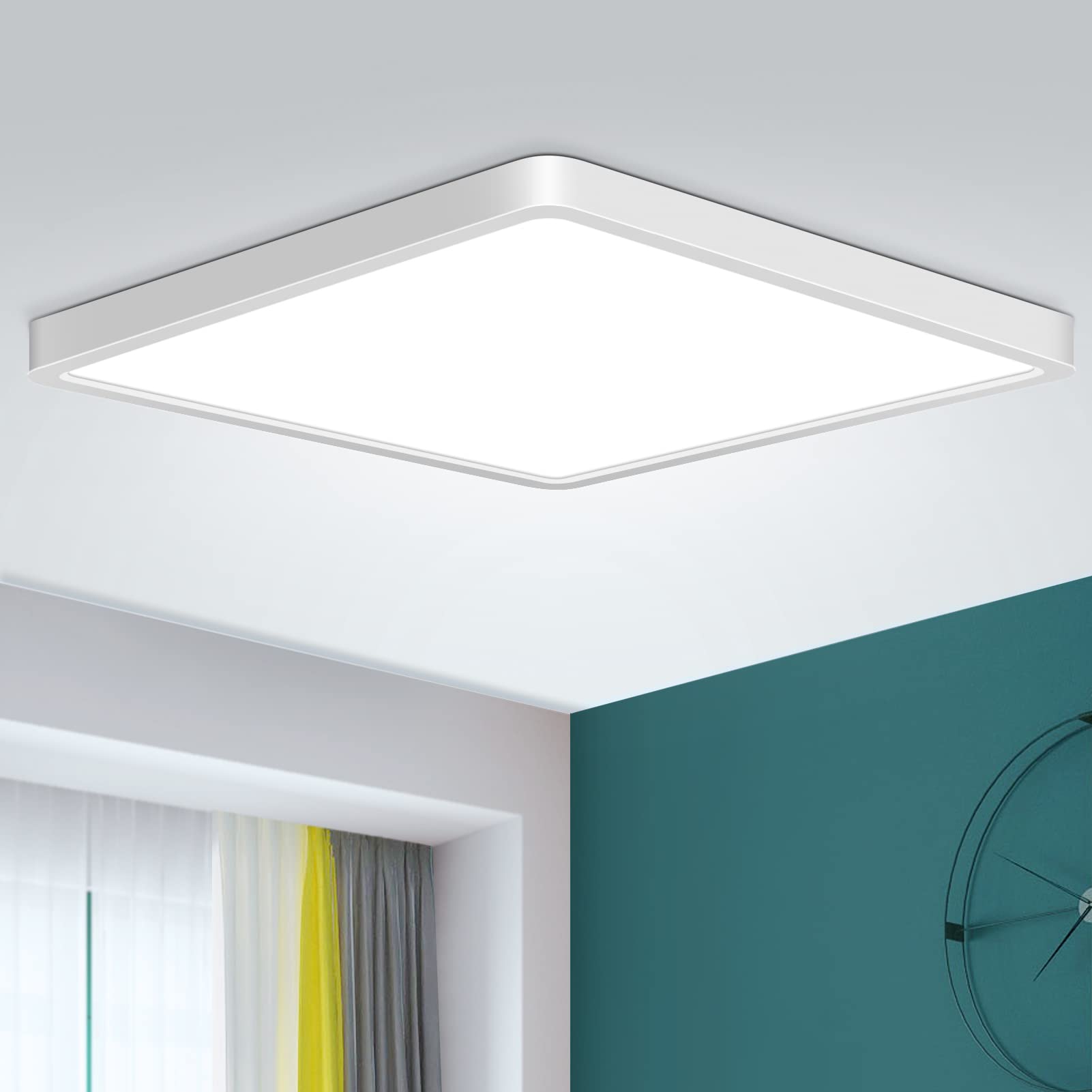 LEDLightsWorld 12 Inch Square LED Ceiling Light Fixture, 24W, 5000K Daylight White, Slim, Plastic, 3200LM, 1 Pack