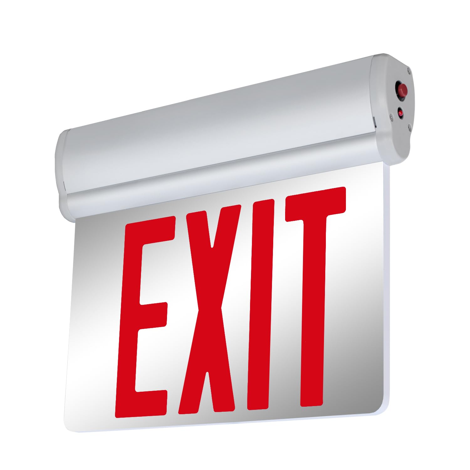 LFI Lights Edge-Lit Red Exit Sign - Modern Brushed Aluminum Housing, LED Illumination, Hardwired with Battery Backup, UL Listed,