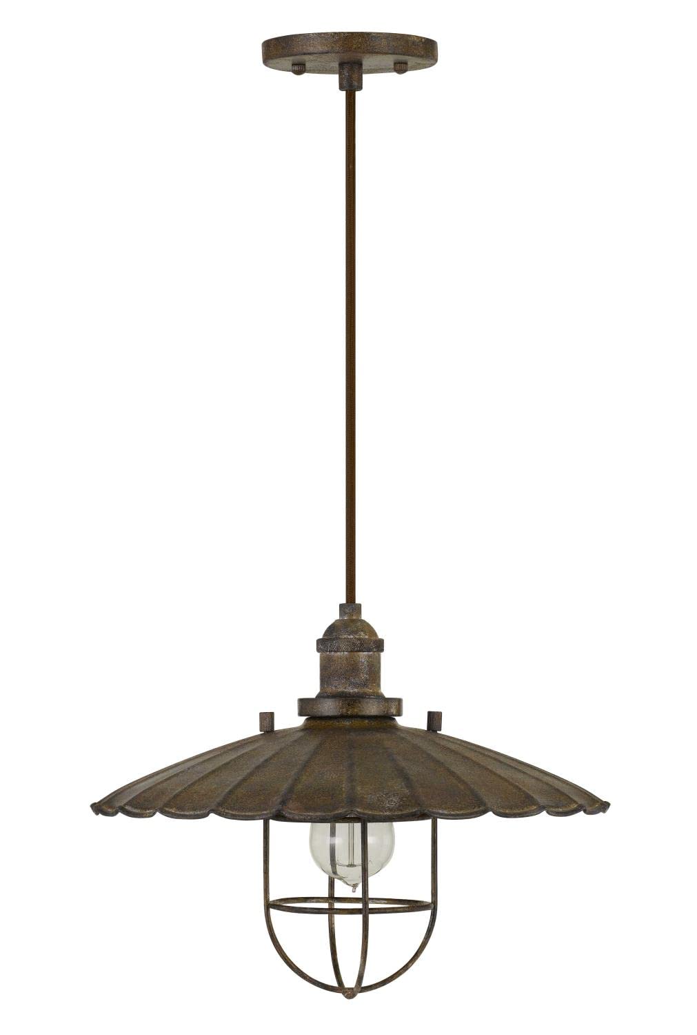 Cal Lighting FX-3725-1P Transitional One Light Pendant from Olive Collection in Bronze/Dark Finish, 13.50 inches, Rust