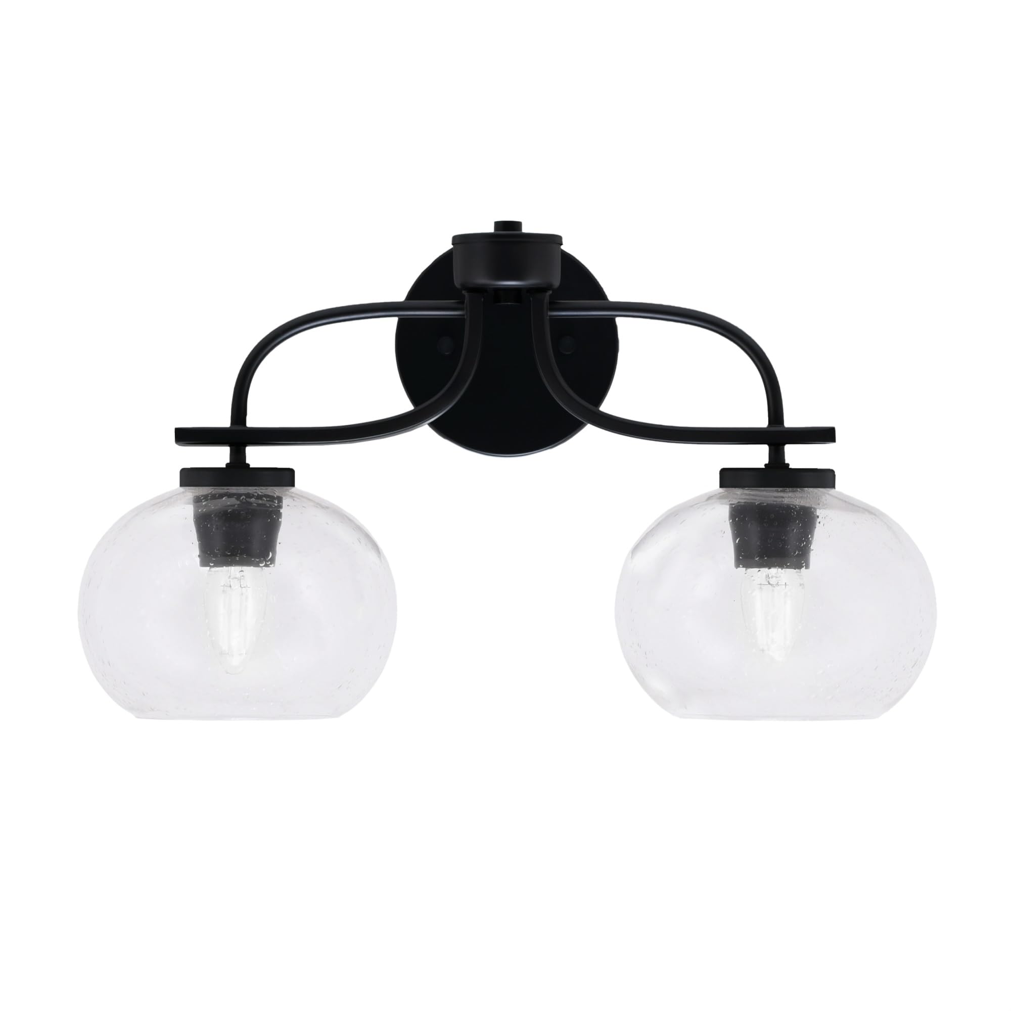 Cavella 2 Light Bath Bar In Matte Black Finish With 7" Clear Bubble Glass