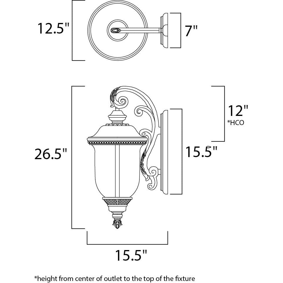 Maxim Carriage House VX Three Light Outdoor Wall Mount, 26.5-Inch, Early American Style, Vivex Material, Oriental Bronze