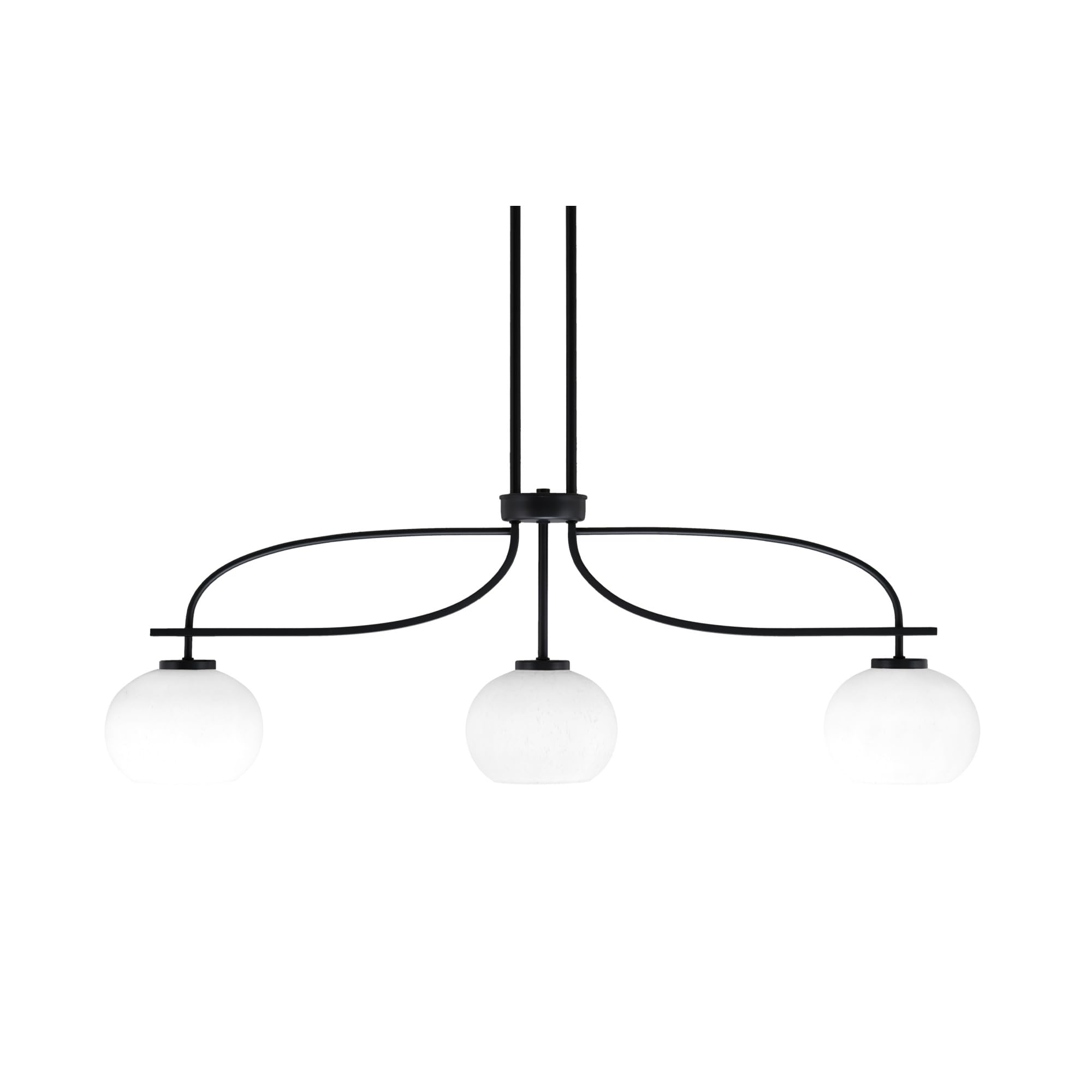 Cavella 3 Light Island Light Shown In Matte Black Finish With 7" White Muslin Glass