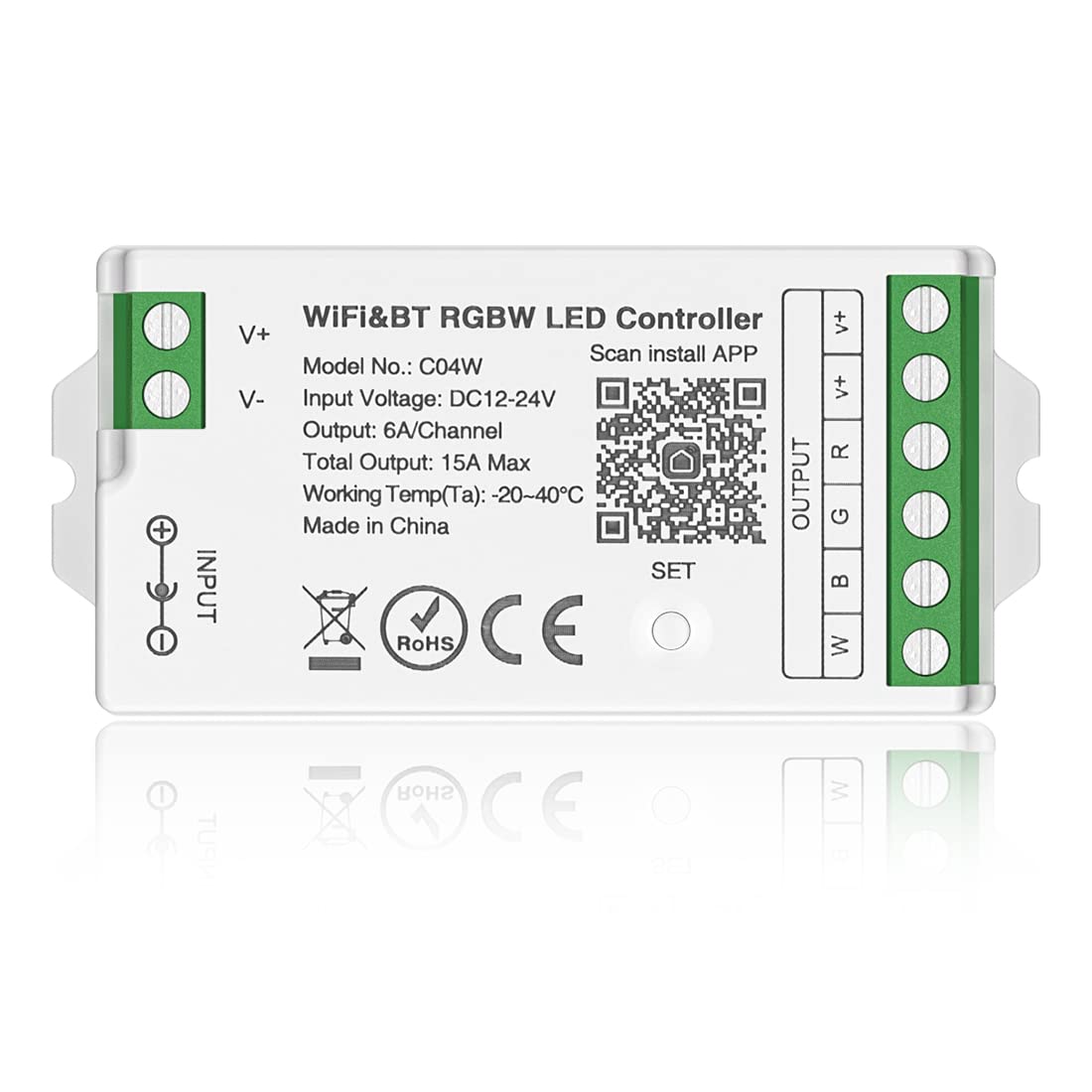 Btf-Lighting C04W Rgbw Pwm Smd Fcob (+ R G B W) 5Pin Led Strip 2.4Ghz Tuya Wifi Group Controller Alexa Google Home Smartphone Ap