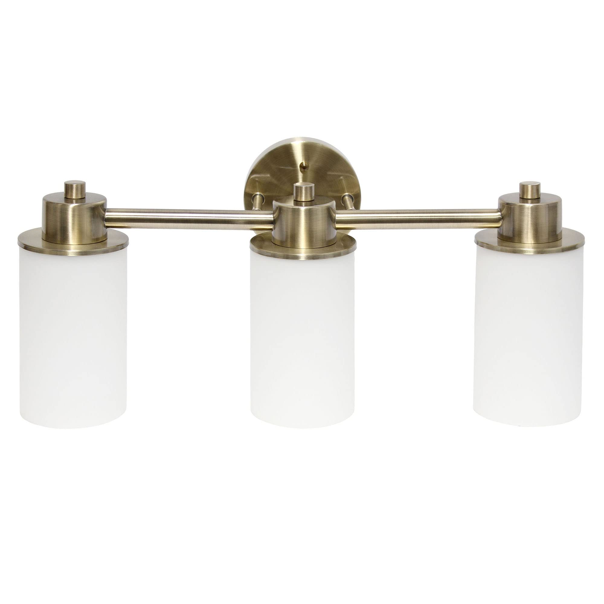 Simple Designs VT1024-ABS Modern Wall Mounted Vanity Fixture, 3 Light, Metal & Glass Shade, Antique Brass, 20.75in for Bathroom, Entryway, Hallway