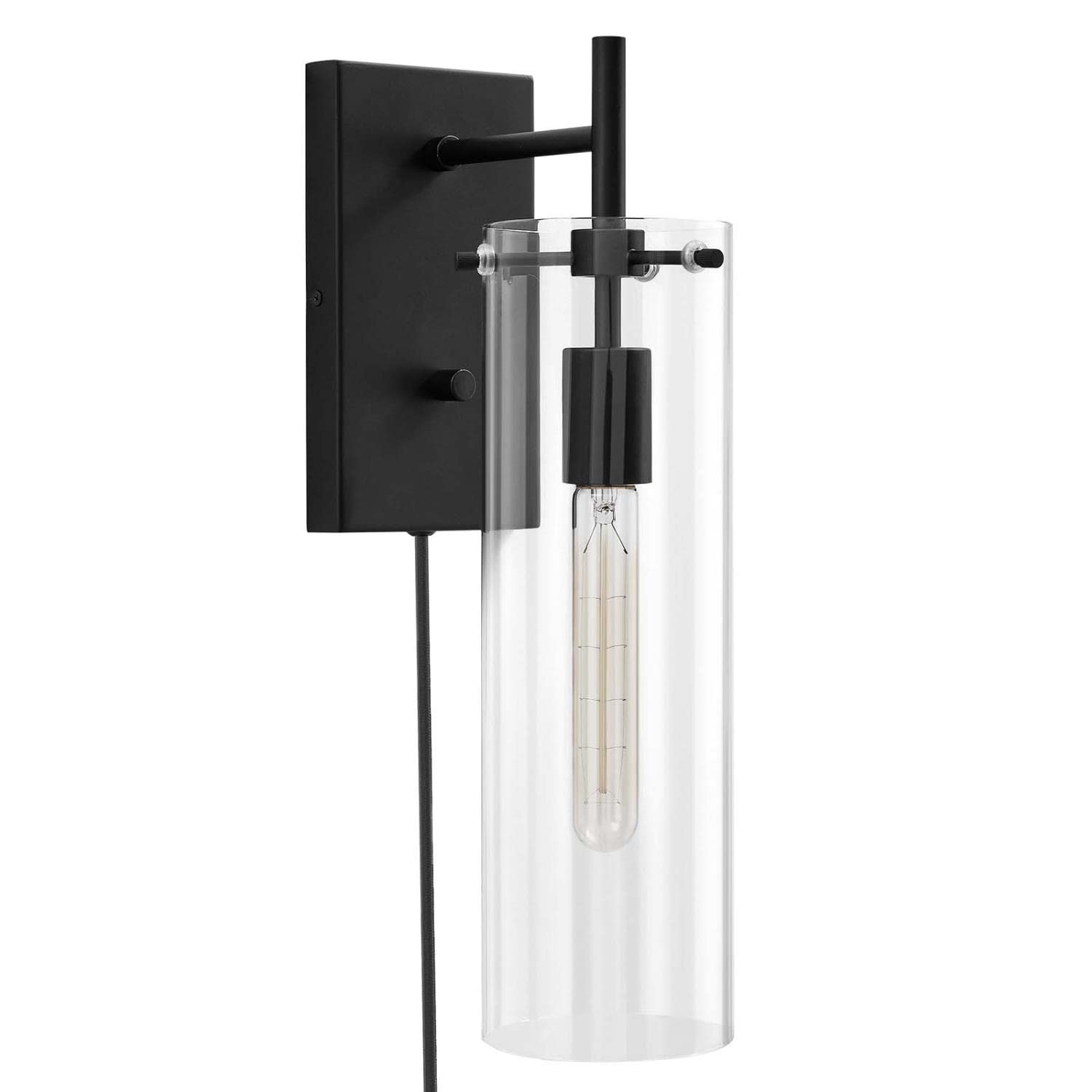 Modway Skylark Wall Sconce In Clear Black 5 X 8.5 X 17