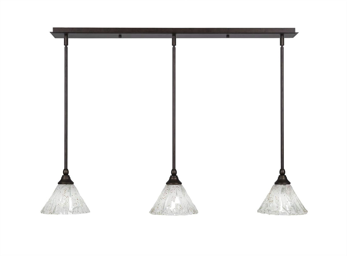 Toltec Lighting 36-Brz-7195 3 Light Multi Light Mini Pendant With Hang Straight Swivels With 7&quot; Italian Ice Glass, Bronze Finish