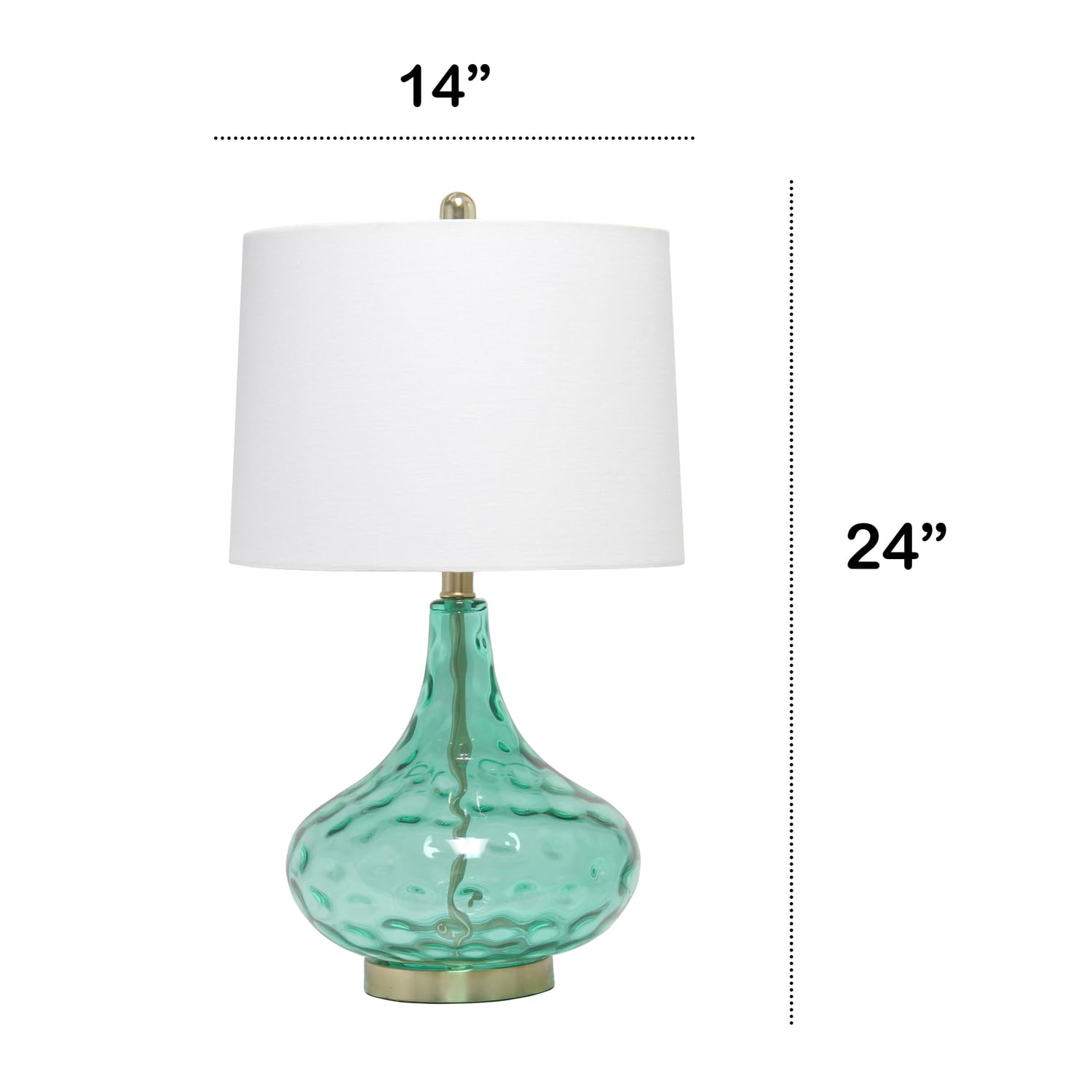 All The Rages 24in Wavy Colored Glass Table Lamp, Seafoam, Model LHT-3016-SF, Contemporary Design