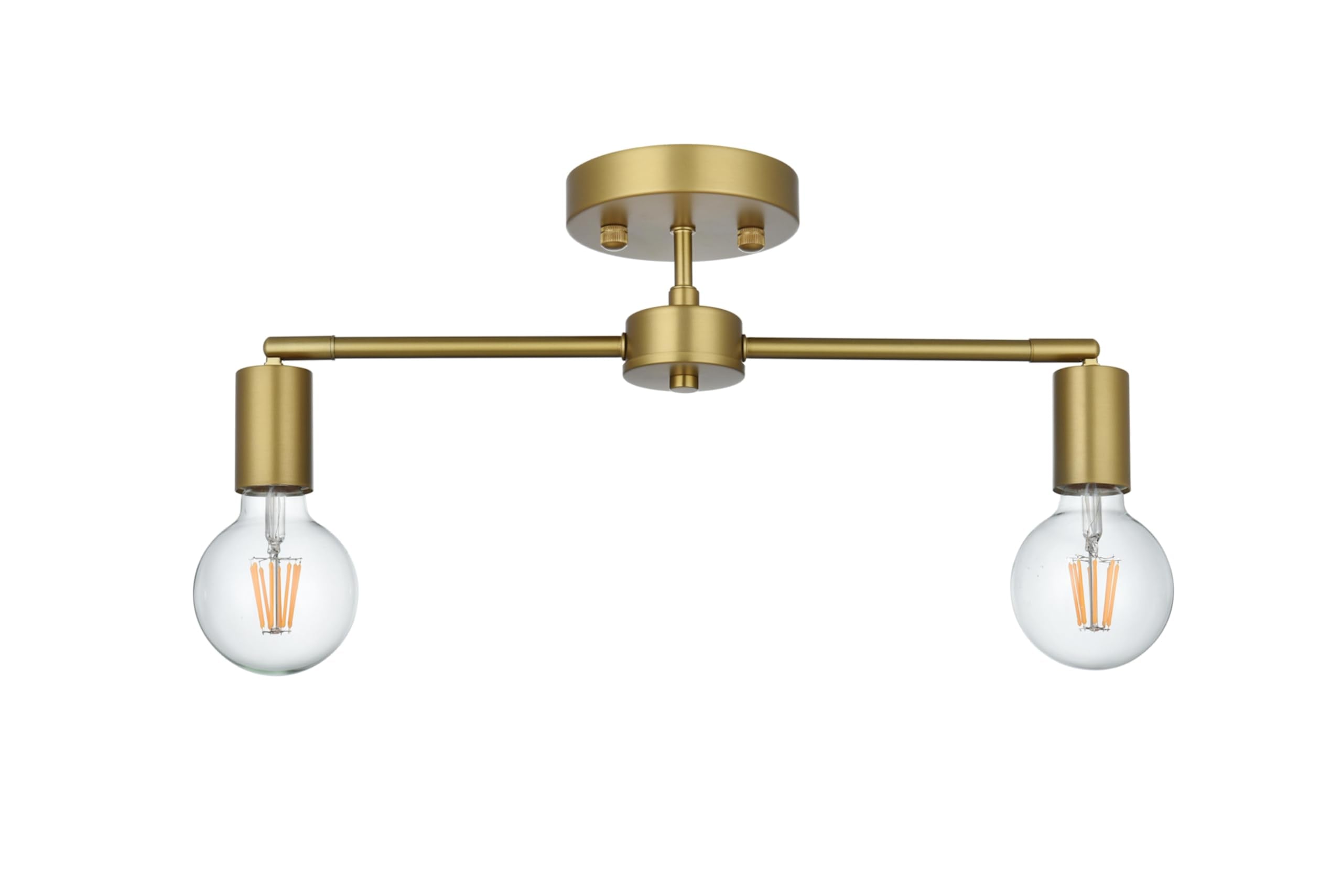 Living District Zane 2-Light Mid-Century Metal Flush Mount in Black