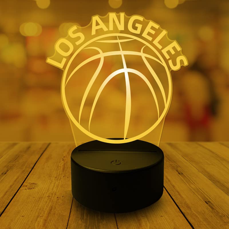 CLORURBANLIVE 3D Basketball Los Angeles Night Light 3D Illusion Lamp for Boys Gift 16 Changing Color Remote Control Kids Room Ba