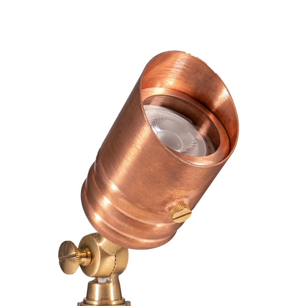 VOLT Mini Spotlight - 12V Copper Outdoor Light with 5W 2700K LED Bulb, 400 Lumen for Landscape Lighting
