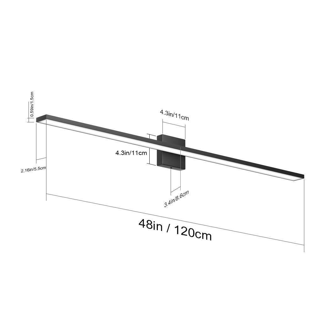 Ralbay 48 Dimmable Modern Led Vanity Light - 46W Frosted Aluminum, Cool White 6000K, Model 1089