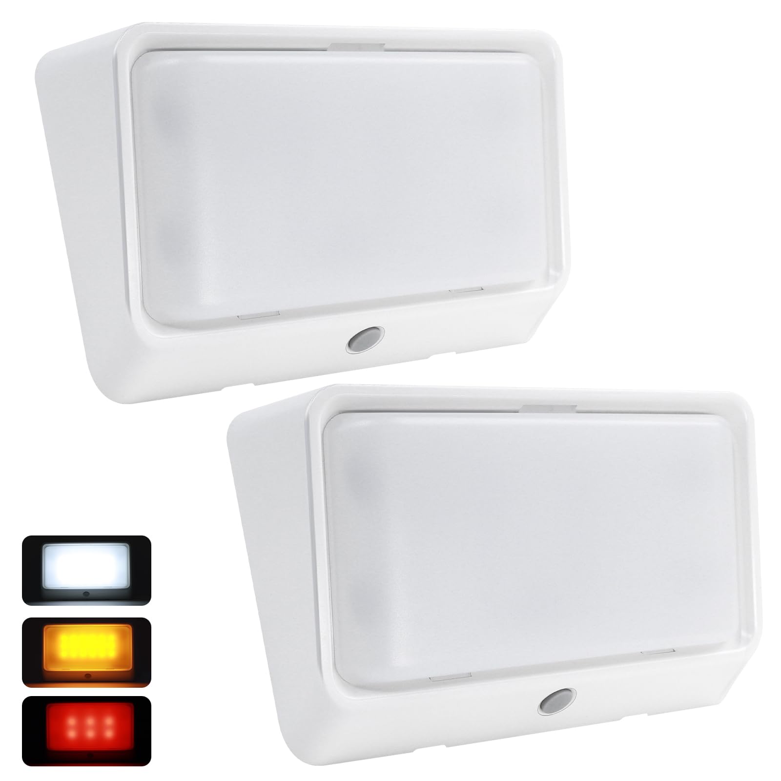 acegoo RV Porch Light w/Switch Dual Color White/Amber Switchable Waterproof 12V Exterior Utility LED Replacement Light for Trailer Camper Motorhome 5th Wheels  450 Lumen & Red Nightlight (2Pcs)