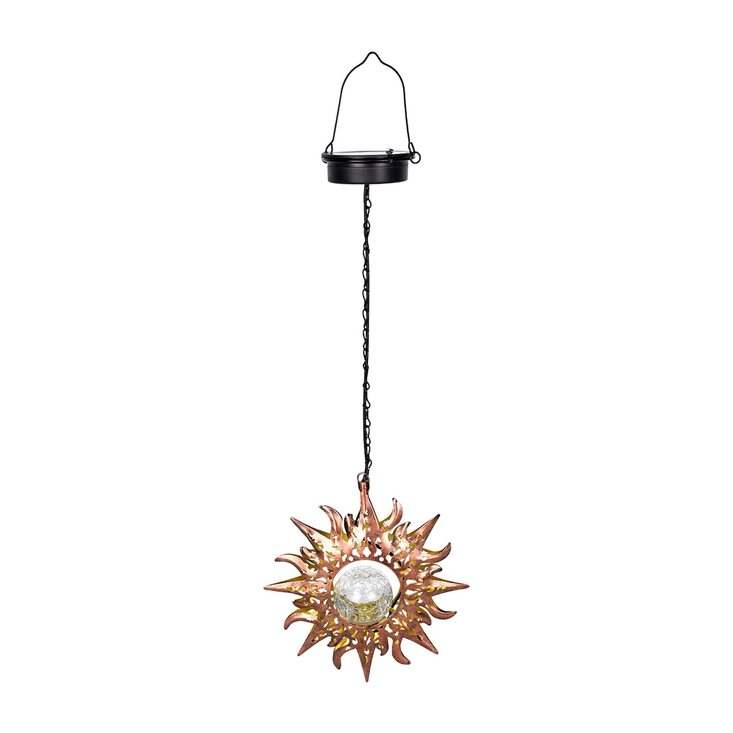 Solar Lights Outdoor Waterproof Garden Decor Hanging Sun Lanterns with Crackle Glass Ball LED for Garden Patio Yard Porch, Uniqu