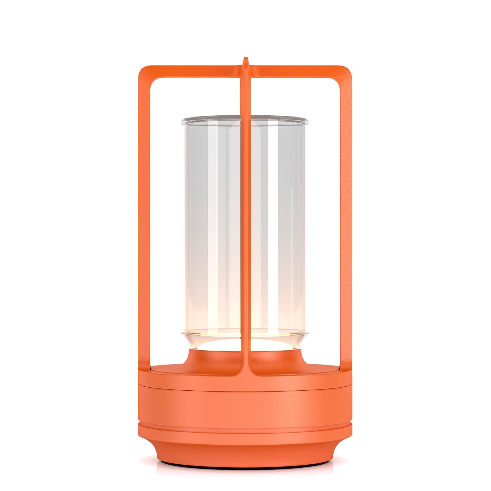 HAPYGI Portable Metal Table Lamp, Rechargeable LED, 3-Colour Dimming, 3.54 x 3.54 x 7.08 inches, Orange, Model A-L