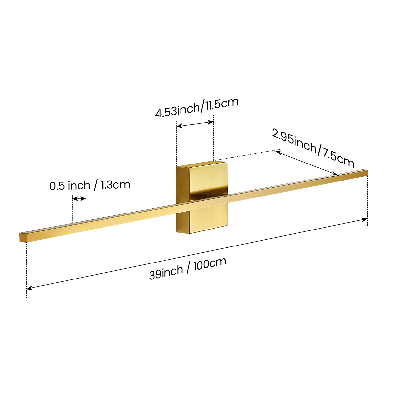 Ccycol Gold Bathroom Light Fixtures Over Mirror - 39 Inch Dimming Bathroom Vanity Light 28W 3500K Led Vanity Light Bar Modern Wa