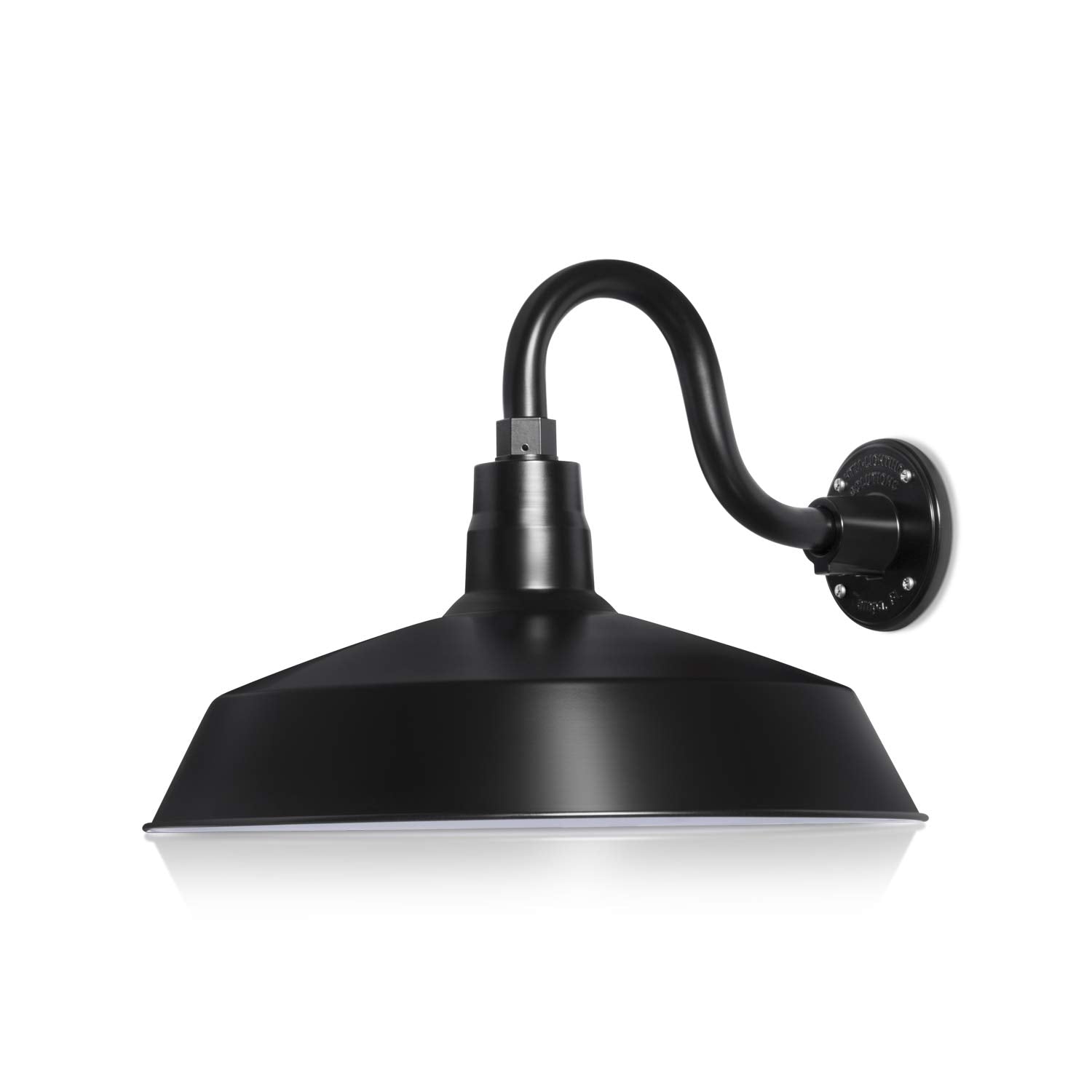 17in. Satin Black Outdoor Gooseneck Barn Light Fixture With 10in. Long Extension Arm - Wall Sconce Farmhouse, Vintage, Antique S
