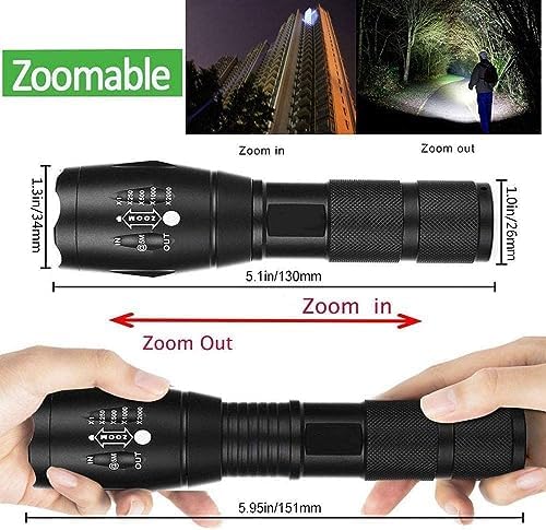MODOAO LED Flashlight - Waterproof, Zoomable, 5 Modes, Pocket-Sized, Aluminum, Model SDT340, 5 Pack