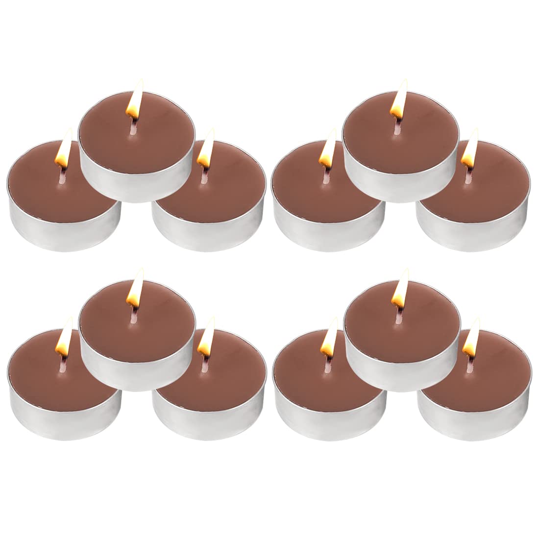 Tea Lights Candles - 12 Pack Brown Tealights Candle Scented Cinnamon Small Candle For Home, Holiday, Wedding & Party,Dinner Table, Halloween Christmas And Holiday (Brown Cinnamon)
