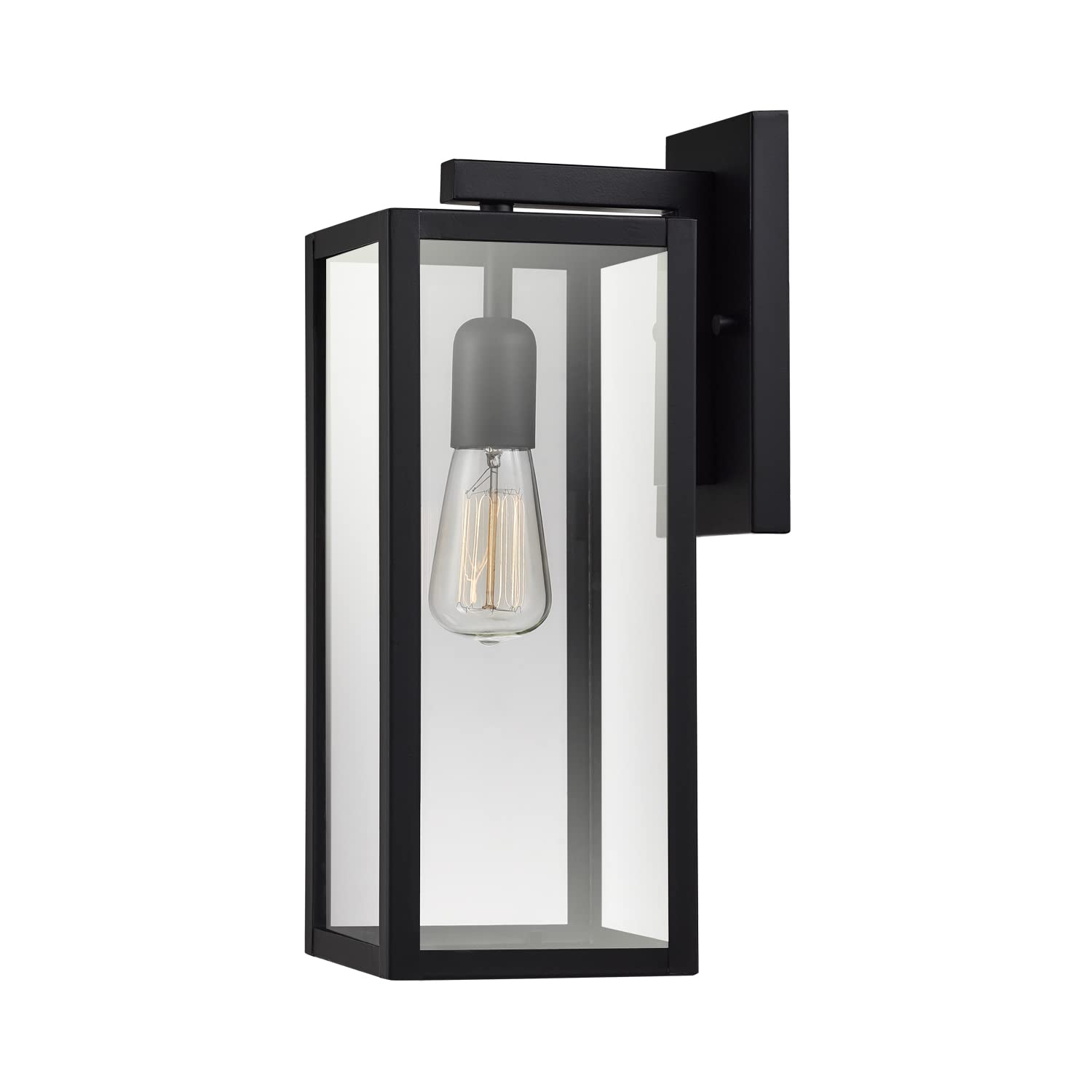 Globe Electric 44176 Bowery 1-Light Wall Sconce, Matte Black, Clear Glass Shade, 16in