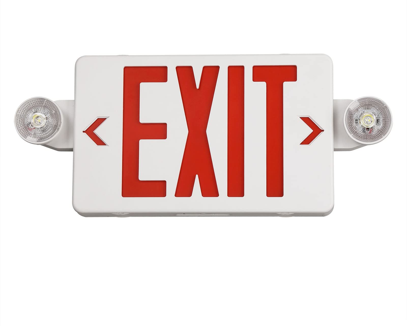 GZRUIYANG Exit Sign with Emergency Lights, LED, Battery Backup, UL 924 Certified, 1 Pack, White Housing Red Letter, Model RY-EX02-WH-RE-