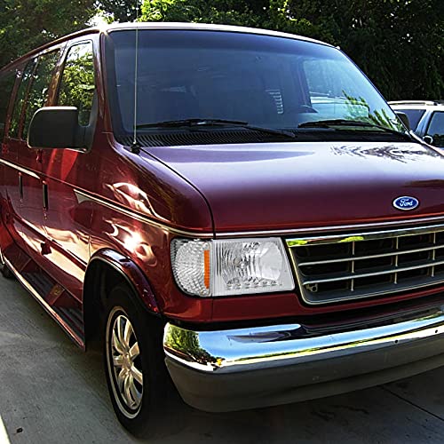 SPEC-D TUNING SMD LED Headlights for 1992-2006 Ford Econoline Van - Chrome Housing, Clear Lens, Model LH-ECON92-R, L+R Pair