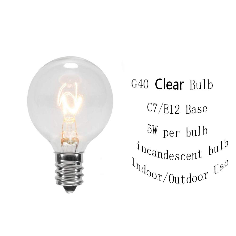 GOOTHY G40 Clear Globe Replacement Light Bulbs, E12 Base, 120V 5W, Warm White, 25 Count