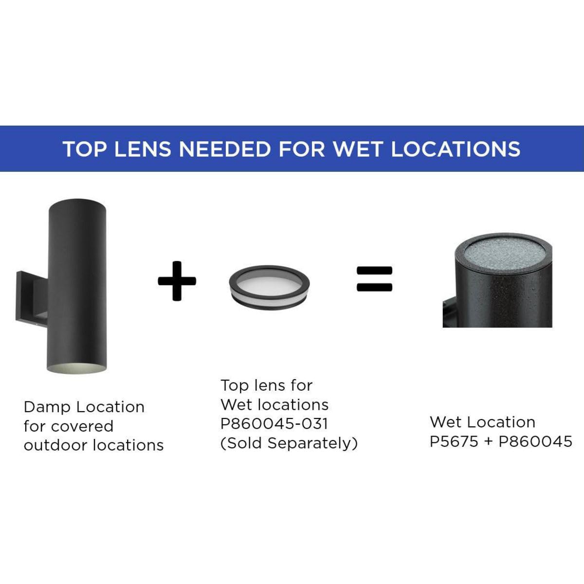 Progress Lighting Cylinder Collection 5'' Clear Glass Round Cylinder Lens Cover For P5674 Cylinders Black, 0.83X5.00X5.00