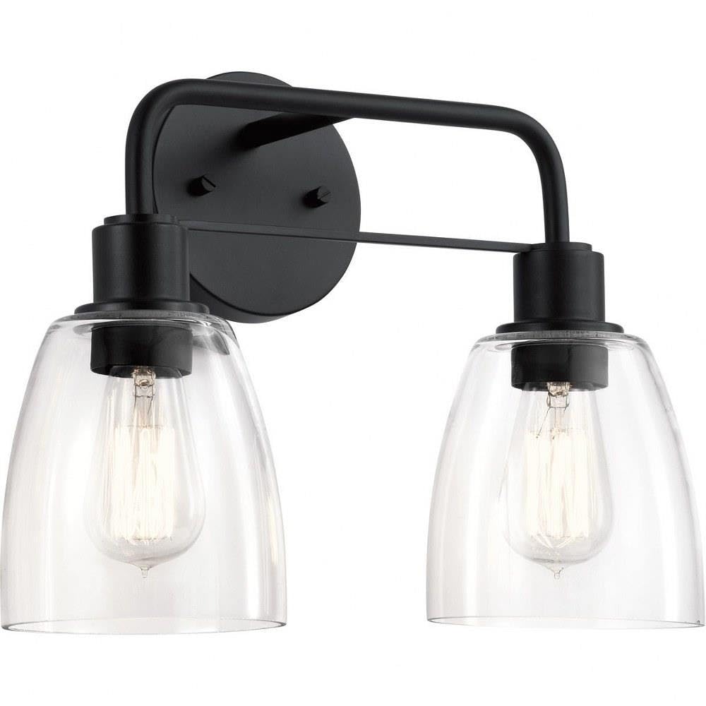Kichler Meller 15 Inch 2 Light Vanity Light With Clear Glass In Black
