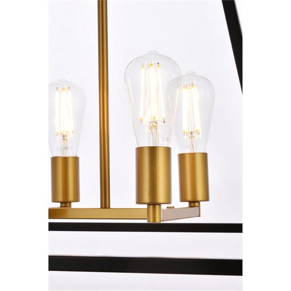 Living District Indoor Modern Home Decorative Bright Ceiling Declan 20 inch Pendant in Black and Brass