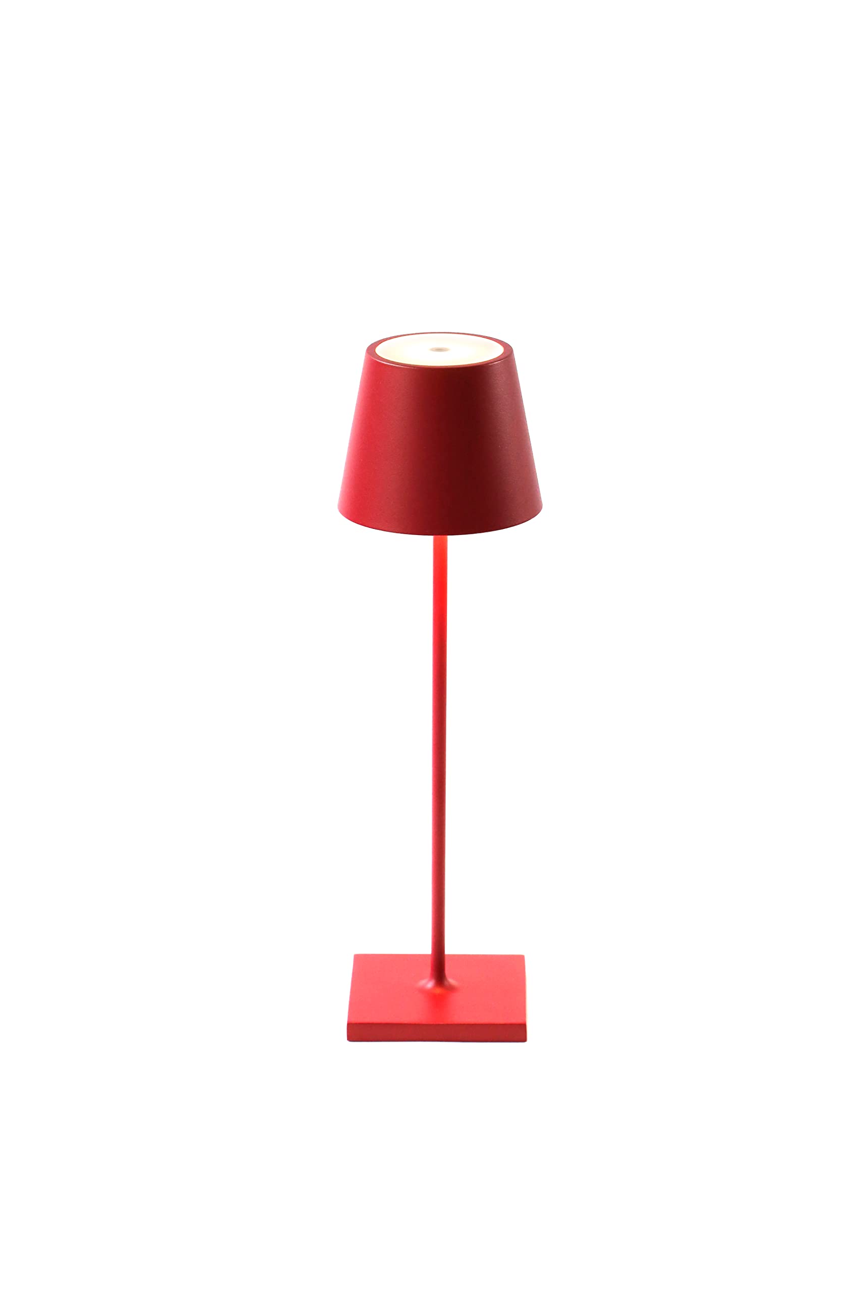 Zafferano Poldina Pro Lamp, Rechargeable Cordless Table Lamp, Touch Control, 14.9 in, Ruby Red, Aluminum, Model LD0340U4