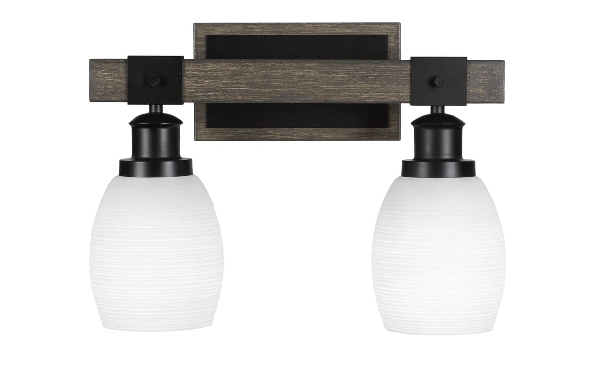 Tacoma - 2 Light Bath Bar-11 Inches Tall And Inches Wide-Black/Painted Wood Finish-White Matrix Glass Color