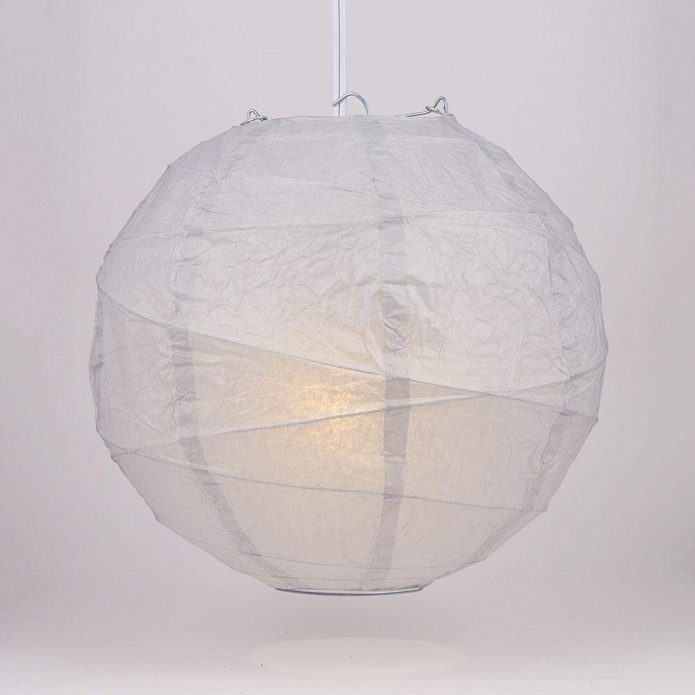 Quasimoon Paperlanternstore.Com 24 Inch Gray/Grey Round Paper Lantern, Crisscross Ribbing, Hanging Decoration