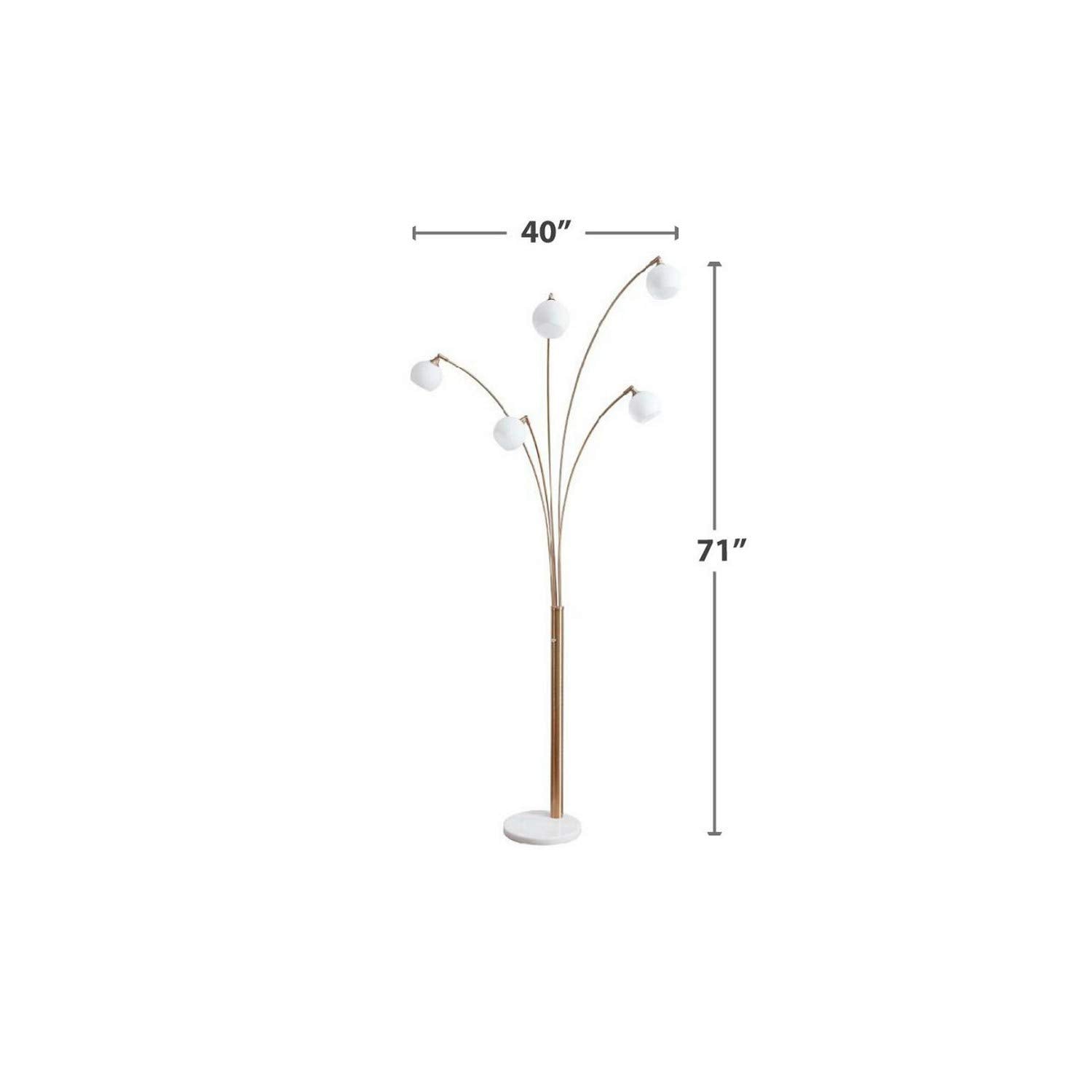 Contemporary Style Metal Arc Frosted Glass Lamp with Circular Leg Base, White