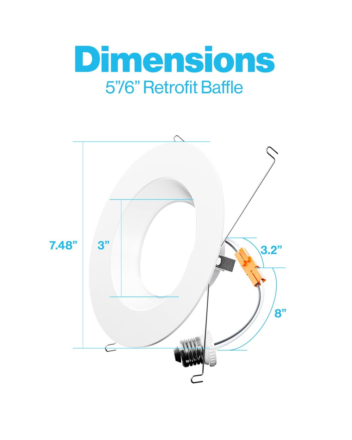 Sunco 12 Pack Retrofit Led Recessed Lighting 6 Inch, 3000K Warm White, Dimmable Can Lights, Baffle Trim, 13W=75W, 1050 Lm, Damp Rated - Etl