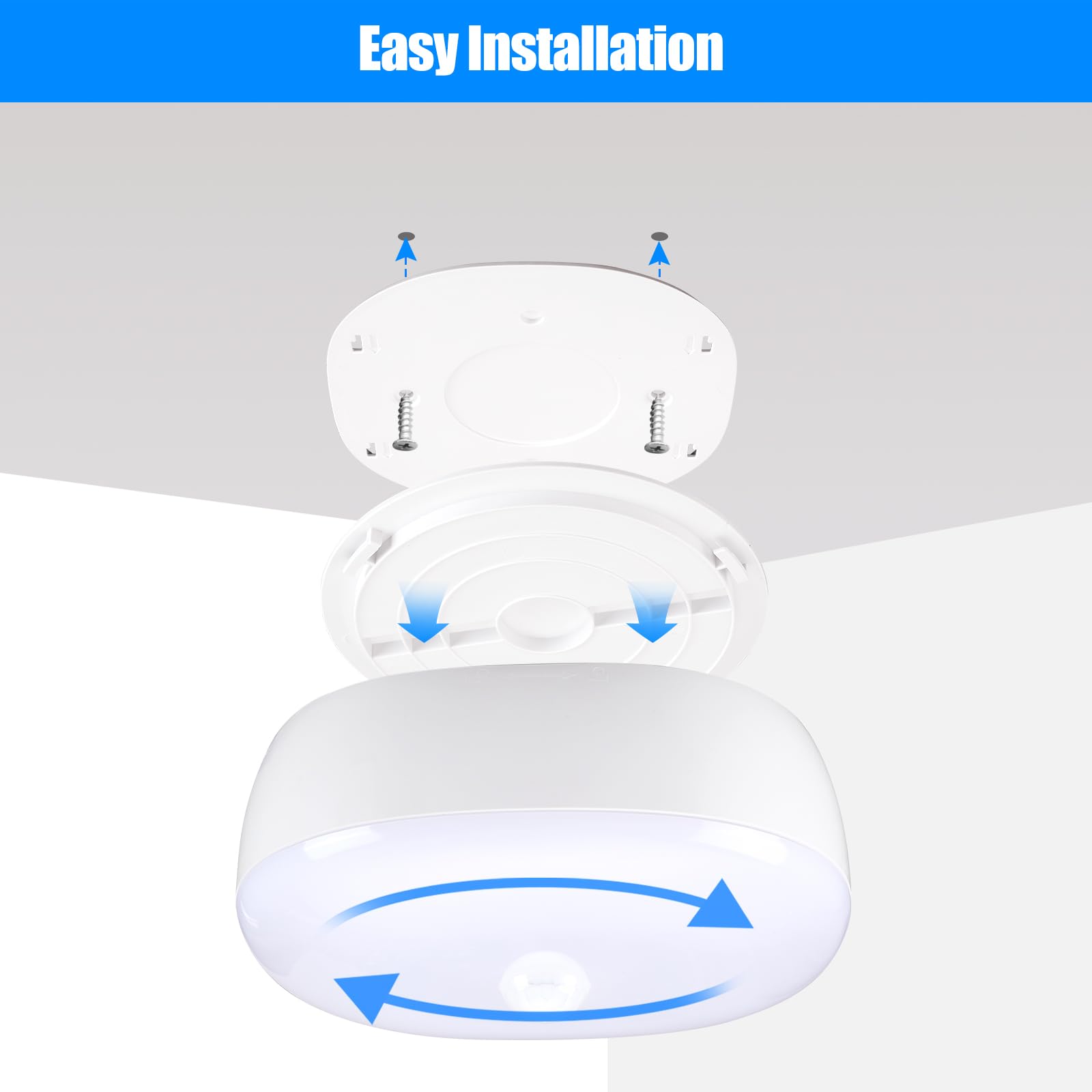 Youtob Battery Powered Led Ceiling Light Wireless Motion Sensor Light 300 Lumens 5W For Indoor Outdoor, Closet, Pantry, Stair, G