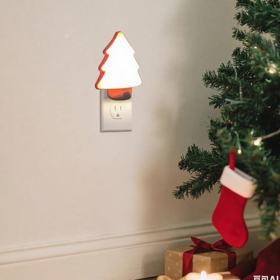 Led Night Light Christmas Tree Lights Plug Into Wall [2 Pack] With Manual On-Off Dimmable Nightlights Soft Warm/White Wall Art For Home Decor Bathroom Hallway Bedroom Kids Room Apartment
