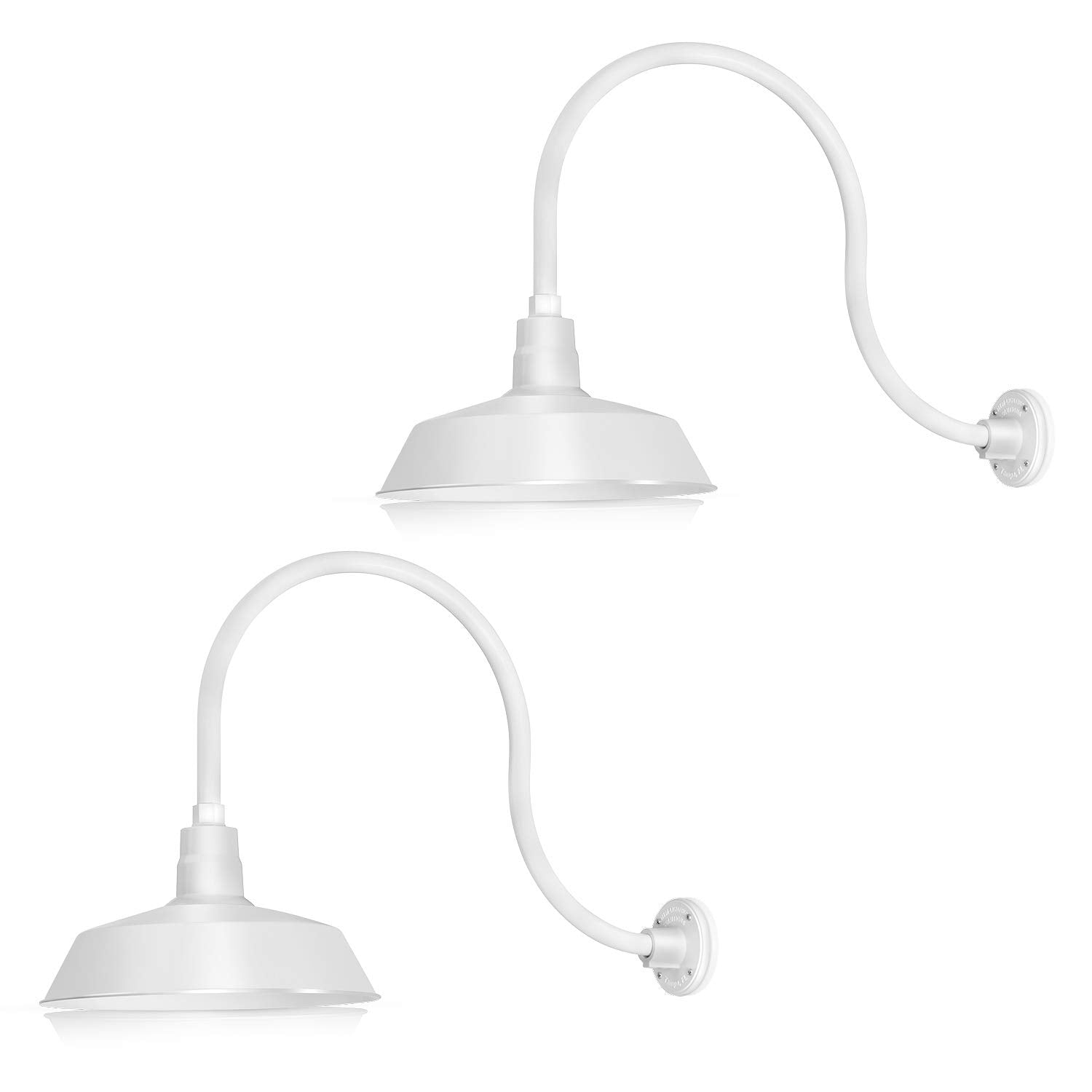 HTM LIGHTING SOLUTIONS Gooseneck Barn Light Fixture 14in. UL Listed Alloy Steel White 24in. Arm 2-Pack