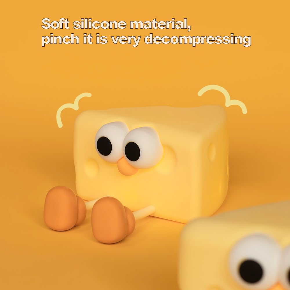 Myratts LED Night Light, Dimmable Silicone Lamp, Rechargeable Touch Control, Cheese Color, Model JYNL-001
