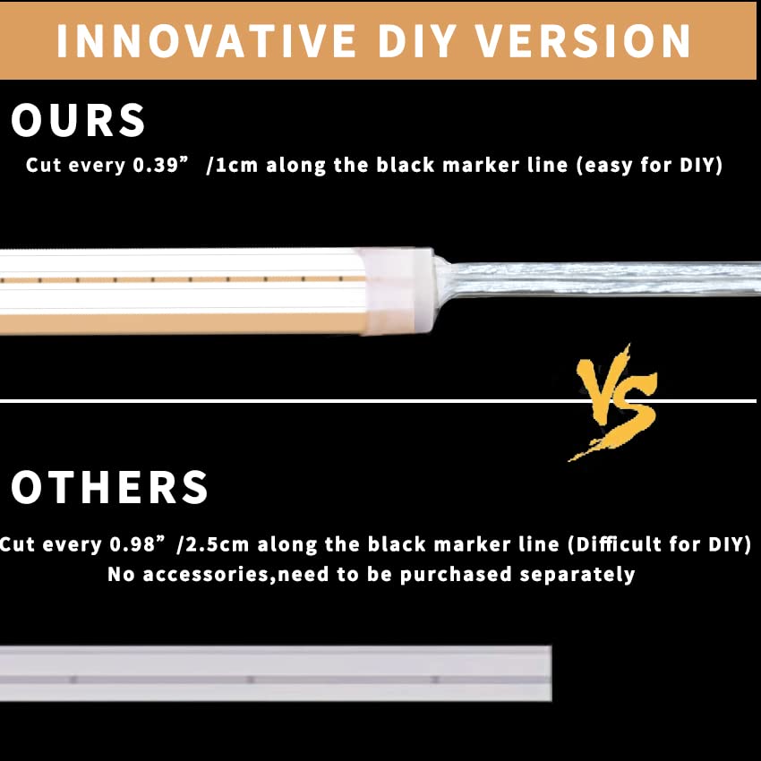 Vasten Led Neon Rope Light, 12V Dc, 16.4Ft Orange Flexible Silicone Led Strip Light, Cuttable & Dimmable, Waterproof Ip65